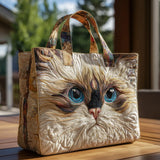 Handcrafted Bag - White Cat with Blue Eyes Design