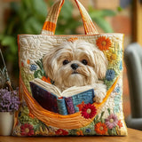 Handcrafted Shih Tzu Bag Featuring Books and Flowers