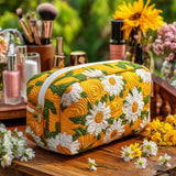 Allison - Quilted Toiletry Bag - Refined Daisies
