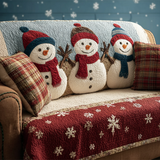 Aracely - Quilted Sofa Cover Snowman Smiling