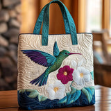 Hummingbird & White Flower Quilted Bag