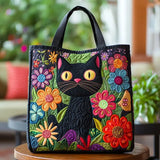 Enchanted Black Cat Quilted Tote