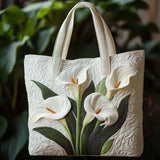 Handcrafted Quilted Bag - White Lily Design