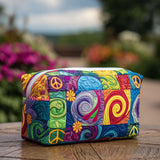 Charlee - Quilted Toiletry Bag - Peace Symbol