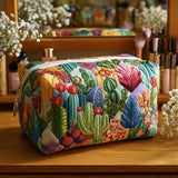 Courtney - Quilted Toiletry Bag - Succulents