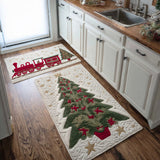Gia - 2-Piece Kitchen Mat Set - Christmas Tree & Pines
