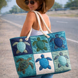 Handmade Beach Bag - Six Turtles