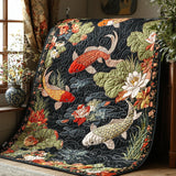 Laney - Quilted Blanket - Elegant Japanese Koi
