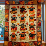 Linnea - Quilted Blanket - Autumn Pugs
