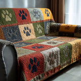 Myrtie - Quilted Sofa Cover Paw Prints