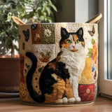 Quilted Laundry Basket - Cat Dreams