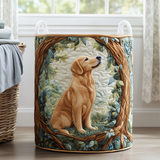 Quilted Laundry Basket - Golden Retriever Field