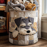 Quilted Laundry Basket - Sleeping Schnauzer