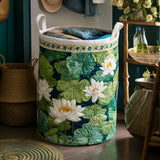 Quilted Laundry Basket - Water Lily Pond