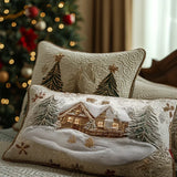 Quilted Pillow Sham - Snow-Covered Cabin