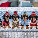 Remy - Quilted Bed Runner - Christmas Dachshund