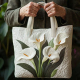 Handcrafted Quilted Bag - White Lily Design