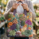 Handcrafted Tote Bag - Succulent Oasis