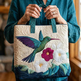 Hummingbird & White Flower Quilted Bag