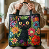 Enchanted Black Cat Quilted Tote